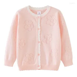 Jaquetas 1-8yrs primavera flor rosa meninas cardigan camisola doce cor casaco crianças jaqueta 1 2 3 4 5 6 anos de idade roupas ogc241116