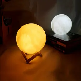 1pc Moon Lamp, Small Night Light, Bedroom Bedside Lamp, LED 3D Moon Lamp, Moon-shaped Night Light With Bracket, Decorative Atmosphere Table Lamp