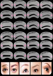 24pcsset 24 Styles Eyebrow Stencils återanvändbara ögonbryn Ritningsguide Kort Brow Grooming Mall Hem Använd DIY Make Up Tools Kits4384798