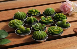 12 pz Cactus Candela Carino Mini Set Piante Succulente Artificiali Candele Decorazione Della Casa Candela Tea Light Regalo di Natale5764677
