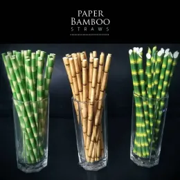 Биоразлагаемая бамбуковая соломенная бумага Зеленая соломинка Экологичная соломенная бумага для напитков 25 шт. Много по акции LL