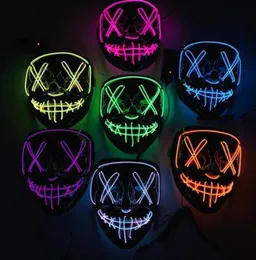 Maschera di Halloween LED illumina maschere divertenti The Purge Elezioni Anno Grande Festival Forniture per costumi cosplay Maschere per feste EEA4707815413