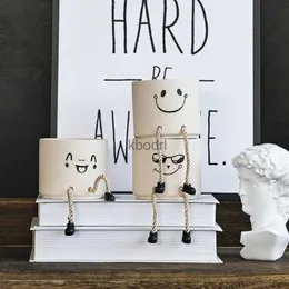 Planters Pots Ceramic Flower Pot Funny Expression With Legs Humor Vase Container för inomhus utomhus trädgårdsgård dekoration köttig planter kit yq240109