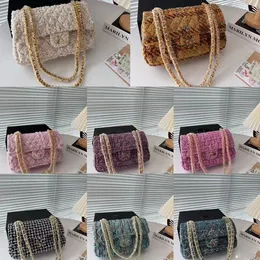 Nowy kolor wełniany cc designer torba Zakupy Crossbody Diamond kratę miękką torbę na ramię złota kulka woc łańcuchowa klapa skórzane paski do uchwytu torby 25 cm chan torba