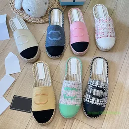 France Paris luksus designer buty mody dżinsowe sapatos espadrilles słomek rybak płaskie obcasy leniwe zapatos mejr swobodny kreskówka lniana na pół