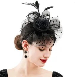 Grampos de cabelo encantadores fascinator chapéus flor cocktail chá festa headwear pena fascinators chapéu superior para meninas acessórios elegantes