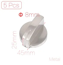 Whole5 PCSlot 8mm Hole Inner Diameter Metal Gas Pise Oven Cooktop Range Burner Rotary Knob Handle Silver Tone7758284