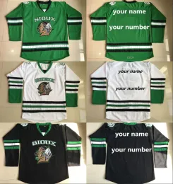 Custom Personalized Mens North Dakota Fighting Sioux Hockey Jersey Any Name Any Number Green White Black University Stitched Jerseys