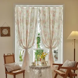 Yanyangtian cortinas de gaze de renda decoração de natal cortina janela francesa luxo estilo pastoral menina fecho 240109