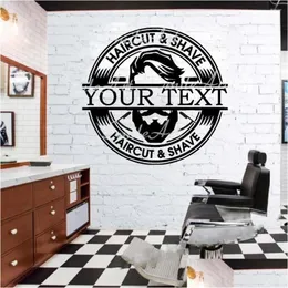 Wall Stickers Cartoon Style Custom Name Barbershop Sticker Home Decor Stikers For Kids Rooms Removable Decals Drop Delivery Garden Dhbxp