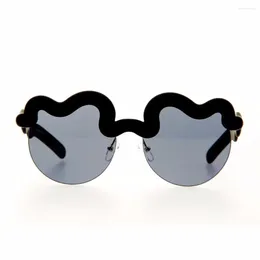 Sonnenbrille Baumwolle Wolken Wellen Tanzen Frauen Matte Weiches Material Halbrahmen Sonnenbrille Männer Reflektierende Farblinse