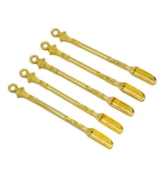 Retailwhole Golden Metal Spoon Användning för Sniffer Snorter Hoover Hooteer Snuff Snorter Powder Spoon Rökningstillbehör9292336