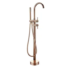 Bathroom Taps Brass Shower Diverter Floor Standing Bathtub Spout Mixer Tap Faucet Rose Gold for Bath 10 Year Warranty2493764