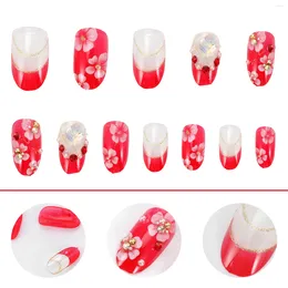 Unhas Falsas Natal Artificial Nail Patches Adesivo Gel Adesivo Dicas Criativas