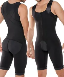 Underbyxor mäns formade bodysuit mage kontrollkomprimering bantning hela kroppen shaper träning abs Abdomen underkläder plus storlek öppen gren