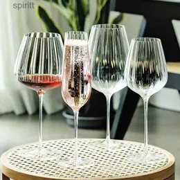 Wine Glasses Light Luxury Vertical Stripe Wine Cup Drinkware Glass Whiskey Glasses for Champagne Copas Original Cocktail Glasses Set Cups Bar YQ240105