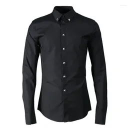 Men's Casual Shirts Arrivla Fashion Long Sleeve Hardware Drills Decorative Tide Men Cotton High Quality Plus Size M L XL 2XL3XL4XL