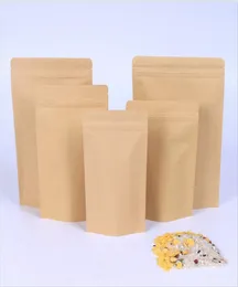 1000pcs Zipper Brown Kraft aluminizing pouch bag Stand up kraft paper aluminium foil Resealable Zip Lock Grip seal Food Grade whol9110720