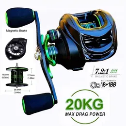 Balıkçılık makarası 72 1 dişli oranı Max Drag 20kg Baitcasting, alüminyum makaralı cazibe tatlı su pesca 240108