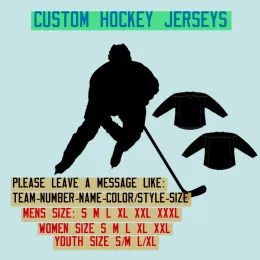 American Custom Ice Hockey Jersey 30 개 팀이 모두 맞춤화 된 모든 번호 이름 꿰매어진 유니폼 남성 여성 청소년 어린이 S-XXXL IZED S