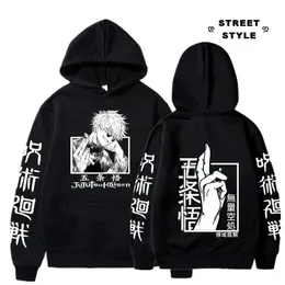 애니메이션 jujutsu kaisen hoodies 남자를위한 애니메이션 harajuku satoru gojo 프린팅 스웨트 셔츠 느슨한 Y2K 유엔 스트리트웨어 풀오버 캐주얼 천 240109