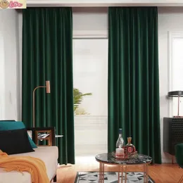 Velvet Curtain for Living Room Blackout Luxury Decor Bedroom Hall Drapes Green Sheer Window Fabric Blinds Tend Interior Thermal 240109