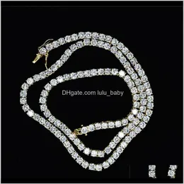 Ciondolo Collane Pendenti Drop Delivery 2021 4Mm 5Mm M 6Mm 1 fila catena da tennis lucida uomo Hip Hop ghiacciato Bling Cz collana Jewe2270