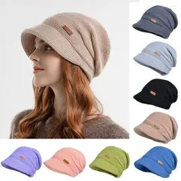 Berets velo forrado chapéu de malha casual macio pelúcia espessada proteção de orelha curta borda à prova de vento bonnet mulheres menina