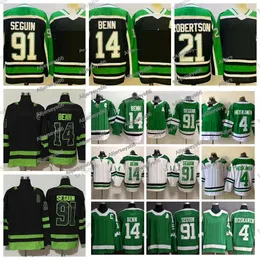 Ters retro 14 jamie benn hokey formaları 21 Jason Robertson 91 Tyler Seguin 4 Miro Heiskanen Kış Klasik Ed Mens Black Jersey