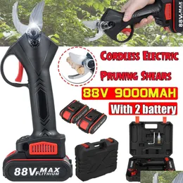 Narzędzia do przycinania 88V Pordless Electric Tata 30 mm Max Cutting Garden Pruner Secateur Odgałęzienie z 2 baterią litowo-jonową US Plug Dhpgf