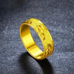 18K Gold Couples Ring for Men Women Lover Frosted Carving Mens Womens Rings Fashion Daily Wear Jewelry Unisex 240108