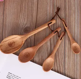 4st Wood Measuring Spoon Set Kitchen Sugar Spice Salt Spoon Bakning Mätskedar Kaffete Skopa Träkokningsredskap7798505