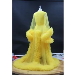 Roupão de tule feminino inchado maternidade photoshoot lingerie de noiva roupão de banho transparente longo