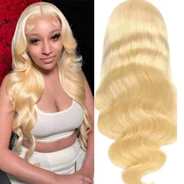 Blonde 613# Body Wave 4x4 5x5 13x4 13x6 Transparent Lace Frontal Human Hair Wigs Pre plucked With Natural Hairline