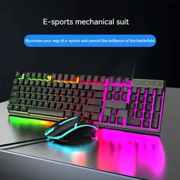 Teclados para jogos Kit de conjunto de teclado e mouse RGB retroiluminado Mecânico Sense Ergonômico Teclado e Mouse Combo para Home Office PC Setup GamerL240105