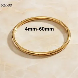 SOMMAR stainless_steel color charms bangle Simple Heritage GoldRose Gold Wedding Bracelet Jewelry European Style 240108