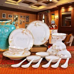 Elegant Bone China Dinnerware Set Fine Ceramic Tableware, Luxury