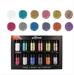 Topphöjdare möter kroppsglitter kit 12 -stycken ultra pigmenterade glitter skuggor multifunktionella lysande paljetter kosmetiska set8249401