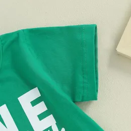 Kläderuppsättningar småbarn pojke st patricks dag outfit en lycklig kille kort ärm klöver tshirt solida shorts set barn sommarkläder 2 st