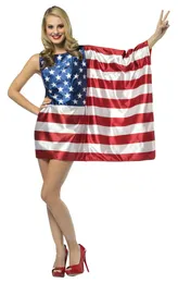 Casual Dresses 2023 Summer New Independence Day Dress Flag Print Atmosphere Dress Stage Performance Dress T240109