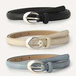 Cinturones Hebilla de plata Cinturón fino Vestido de moda femenina Versátil Estudiante Jeans Accesorios Simple Clásico Gótico