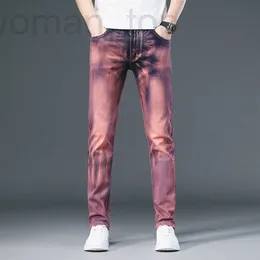 Men's Jeans Designer High end trend stretch personalized tie dyed jeans slim fit Feet 2023 Spring New Fashion casual pants 53TV