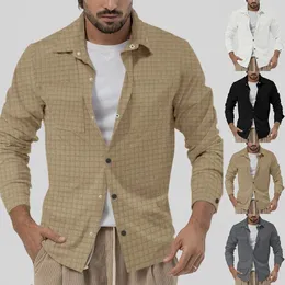 Camicie casual da uomo Camicia da cappotto con giacca a maniche lunghe a quadretti di grandi dimensioni