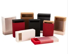 Buena caja de regalo de embalaje de papel Kraft con ventana de PVC transparente Exhibición de cajón delicado negro Cajas de pastel de dulces de galletas de boda 2204204851654