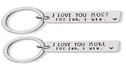 Kreative Schlüsselanhänger aus Edelstahl mit Aufschrift „I Love You Most More The End I Win“ für Paare, Schlüsselanhänger aus Metall, Partygeschenk w003987543519