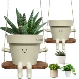 Planters POTS Swing Flower Container Harts vägg hängande huvud Planter kreativ multifunktionell hemträdgård uteplats tillbehör yq240109