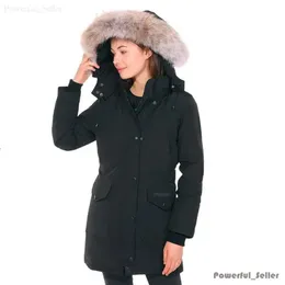 Vinter kanadensiska kvinnor parka tjock varm päls borttagbar huva down jacka kvinnors smala kappa högkvalitativ douedoune coatwomen long puffer 7776