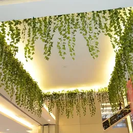 1 unidade 2 m/78,75 pol. Plantas de folhas de hera artificiais com luzes de corda LED, luzes suspensas de guirlanda de videira verde, para festa de parede, sala de casamento, casa, cozinha, decoração interna e externa