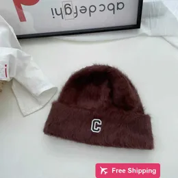 Designer Ball Caps New C-Letter Rabbit Hair Pile Hat Children's Korean Edition Versatile Cold Hat Autumn and Winter Instagram Trendy Pullover Sticked Hat XR4G
