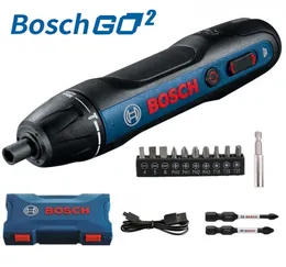 BOSCH GO2 Mini chave de fenda elétrica 36V bateria de íon de lítio recarregável sem fio com kits de brocas conjunto de ferramentas elétricas para uso doméstico7535039